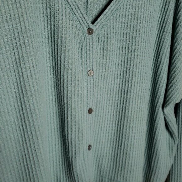 Wild Fable Womens Green Oversized Cropped Thermal Knit Top Large - Picture 3 of 5